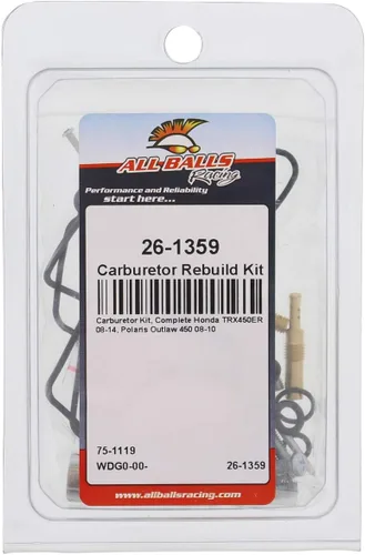 Vista 5 de All Balls Kit de reconstrucción de carburador Racing 26-1359 compatible con/repuesto para Honda TRX450ER 2008-2014, Polaris Outlaw 450 2008-2010