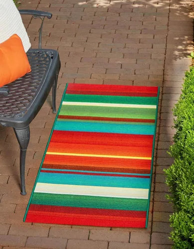 Vista 7 de Unique Loom Outdoor Modern Collection - Alfombra de área Jaco (4 pies 1 pulgada octágono multi/azul claro)