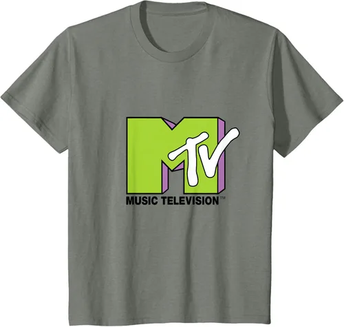 Vista 106 de Camiseta de tratamiento de relleno con logotipo MTV verde lima y morado, Negro, S Azul Marino