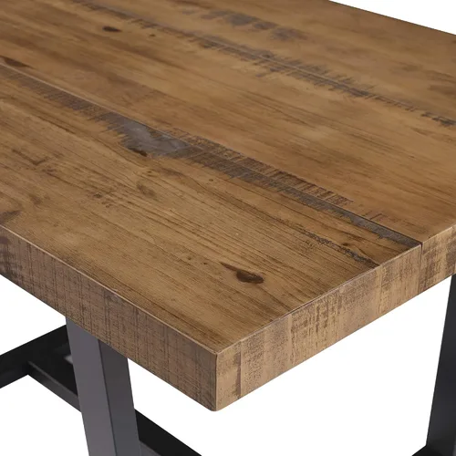 Vista 4 de Walker Edison mesa de comedor rectangular para 6 personas, de madera desgastada, de estilo moderno y campestre, 52 pulgadas, roble rústico
