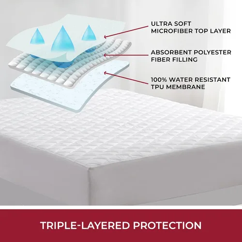 Vista 3 de Mellanni Protector de colchón impermeable – Protector de cama transpirable con bolsillo profundo de 21 pulgadas – Funda ultrasuave – Cubrecolchón