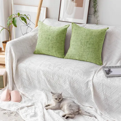 Vista 7 de Home Brilliant Fundas de almohada de primavera de 18 x 18 pulgadas, fundas de almohada decorativas de terciopelo chenille a rayas para decoración