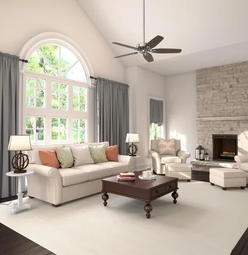 Vista 9 de Hunter Builder Elite, Ventilador de techo, para interiores, 52 pulgadas, níquel cepillado Sin luz, montaje estándar, cadena de tracción, 5
