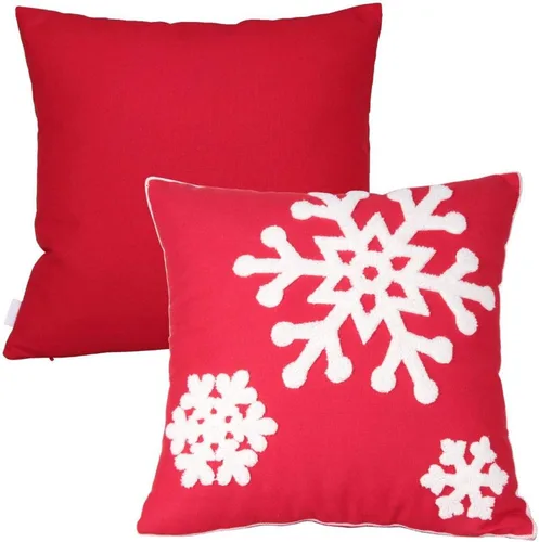 Vista 7 de 2 fundas de almohada bordadas de 18 x 18 pulgadas, diseño de copos de nieve caídos, de lino y algodón, para el hogar, sofá, cama, automóvil, Azul