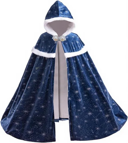 Vista 9 de Capa de Terciopelo para Niñas Elsa, Capa para Niños Pequeños con Capucha, Vestido de Disfraz Infantil