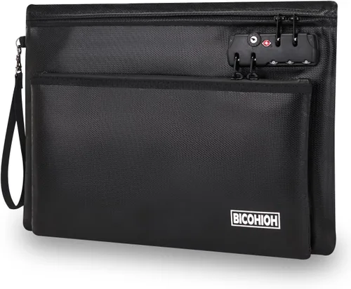 Vista 7 de Bolsa de dinero ignífuga con cerradura, bolsa de efectivo bolsa de banco para efectivo, bolsa de almacenamiento de objetos valiosos, caja fuerte