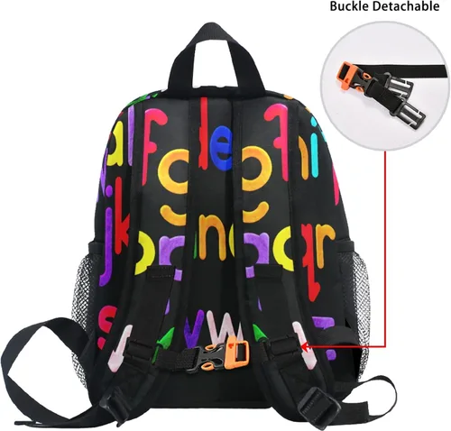 Vista 4 de CHIFIGNO Mochila personalizada con nombre Logo Lindo Dinosaurio Niños Mochilas Preescolares Azul, Alfabeto colorido., Viajar