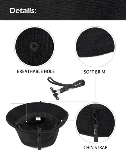 Vista 2 de Zylioo Sombrero de pana S-2XL, sombrero de pesca ajustable de talla grande, sombrero de golf pequeñonormalde gran tamaño para clima fresco