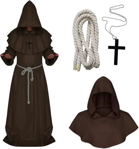 Vista 20 de Coser Park - Disfraz de monje medieval para Halloween, disfraz con capucha
