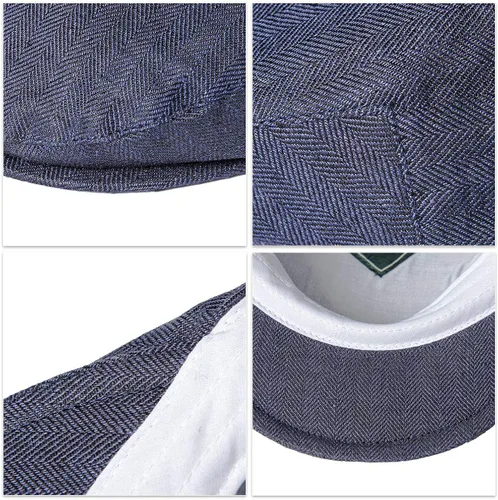Vista 7 de BOTVELA Sombrero de verano transpirable para hombre de lino con hiedra plana