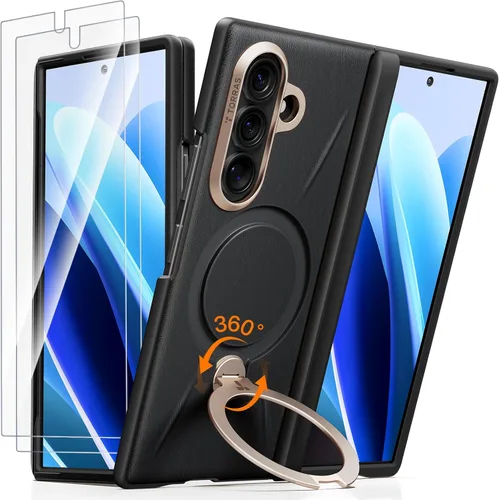 Vista 13 de TORRAS Q3 VegSkin - Funda de piel para iPhone 17 Pro, soporte magnético 360 Naranja quemado