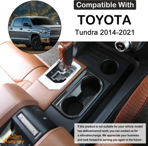 Vista 2 de Aunginsy Moldura del Portavasos del Reposabrazos Central del Asiento Delantero Compatible con Toyota Tundra 2014-2021, Cubierta Decorativa del Panel
