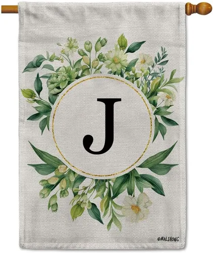 Vista 47 de Monogram Initial Letter P House Flag Flower Wreath Simple Style Letter Flag 28x40 Inch Vertical Double Sided for Outdoor Yard Decor