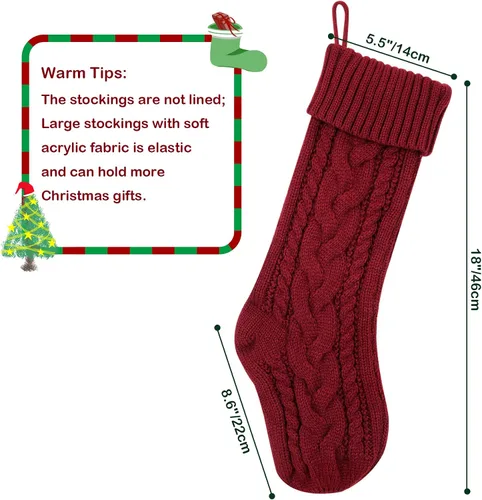 Vista 2 de Christmas Stockings, 18 Inches Knit Christmas Stockings Xmas Hanging Stockings for Family Christmas Decorations