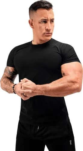 Vista 2 de FUXERT - Camisa de sauna para hombre, traje de sudor para gimnasio, ejercicio, camisa de compresión, ropa de entrenamiento moldeadora Negro/Dorado