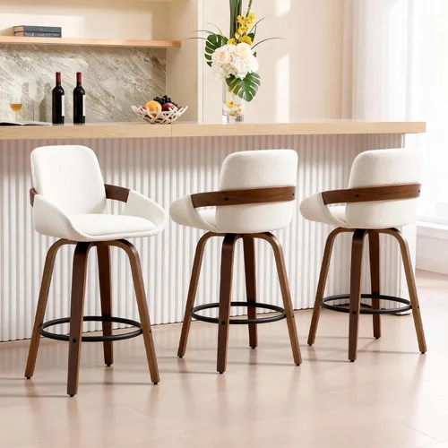 Vista 16 de VipDesk - Taburetes de bar giratorios, taburetes de bar de 26" de altura de mostrador con respaldo y brazos, sillas de bar tapizadas modernas