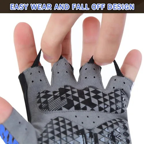 Vista 4 de YUNZSXJY Guantes de ciclismo de medio dedo, guantes de ciclismo de montaña para hombres y mujeres, guantes de bicicleta MTB