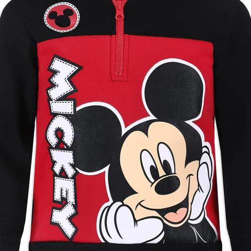 Vista 5 de Disney Boy's Mickey Mouse Half Zip Pullover Fashion Hoodie, BlackRedBlue