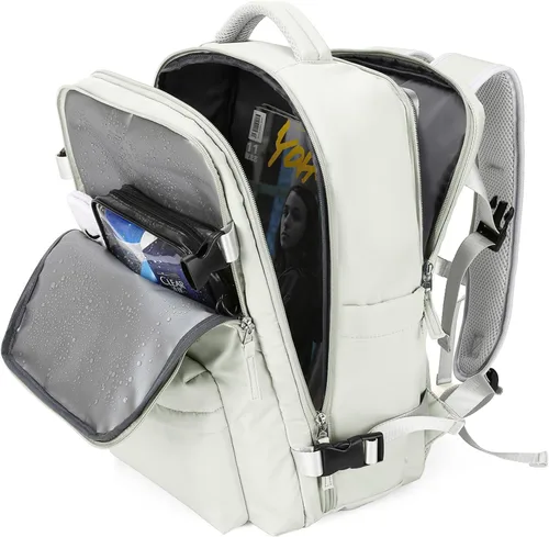 Vista 13 de WONHOX - Mochila grande, aprobada para vuelo, unisex, para viajes, trabajo, negocios o laptop, a1-Negro, Medium