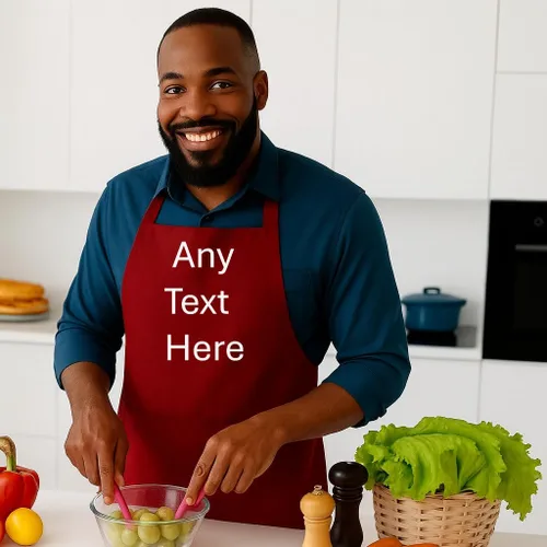 Vista 3 de Delantal de chef personalizado con diseño bordado, delantales personalizados para mujeres y hombres, delantal de chef de cocina con 2 bolsillos