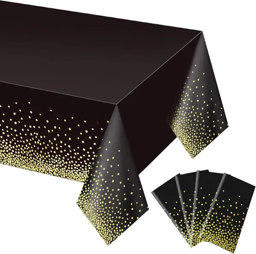Vista 11 de Gexolenu Paquete de 2 manteles de plástico desechables de alta calidad para mesas rectangulares (54 x 108 pulgadas), manteles desechables Negro