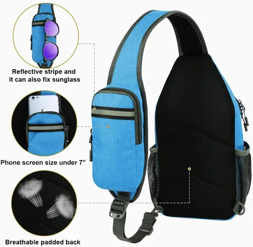 Vista 135 de Waterfly - Mochila cruzada tipo bandolera para viajes y caminatas, bolsa de pecho, Gris, talla única