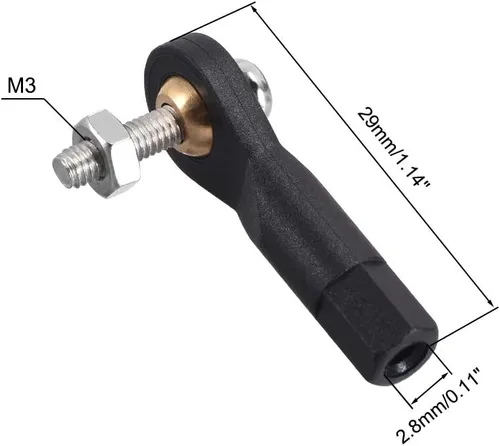 Vista 2 de uxcell 10 Uds. M3 3.0xL29mm Palanca de dirección de enlace de barra de acoplamiento extremo de bola con tornillos y tuerca para RC