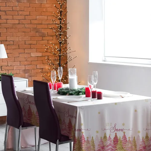 Vista 7 de Peryiter Mantel navideño rectangular de 60 x 84 pulgadas, mantel de Navidad de poliéster lavable para vacaciones de invierno, casa de campo