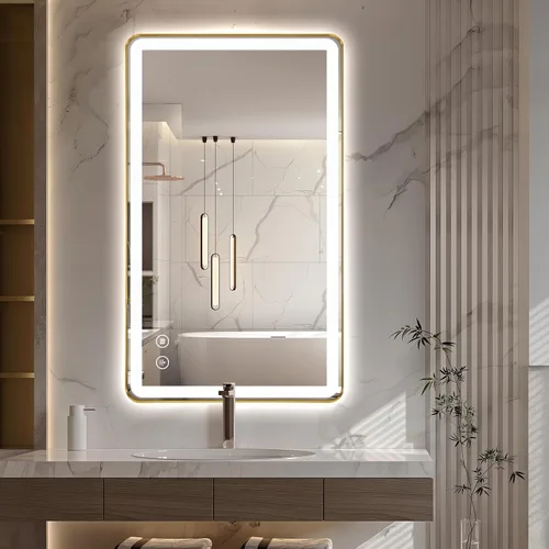 Vista 13 de Niccy Espejo LED de baño, 32"x20" pulgadas, rectangular, espejos de tocador para montar en la pared, con marco de metal, espejo inteligente
