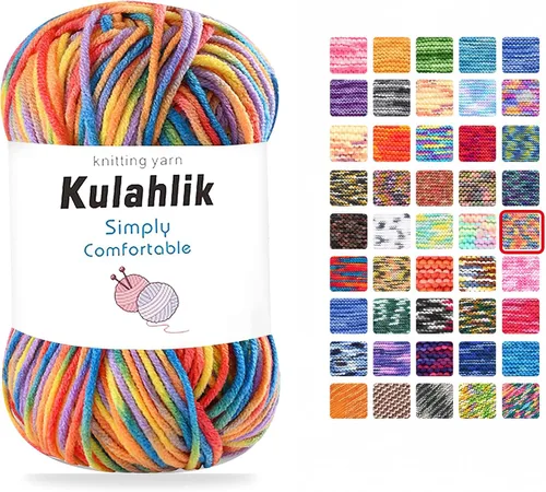 Vista 44 de 50g (1x50g) Hilo Acrílico para Crochet y Tejido, Hilo Degradado Colorido, 1 Rollo de Madejas, Hilo Acrílico Multicolor, Perfecto para Proyectos