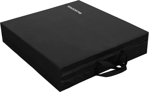 Vista 6 de BalanceFrom - Alfombrilla de gimnasia plegable de 3 paneles de 1,8 m x 0,6 m – Almohadilla de 4 cm de grosor con superficie de vinilo y asas de Negro