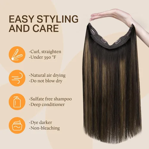 Vista 7 de DOORES Extensiones de cabello humano Remy, de 12 pulgadas, 2.47 onzas, invisible, transparente, ajustable, extensiones secretas de cabello lacio
