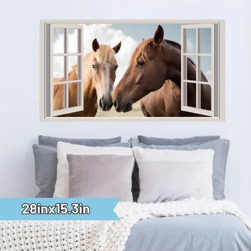 Vista 7 de Pegatinas de pared de caballo, despegar y pegar, calcomanías de pared Caballo marrón