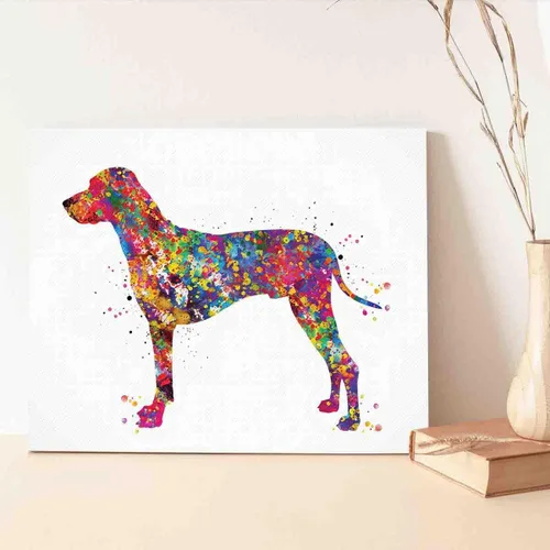 Vista 3 de MBARE Arte de pared abstracto de acuarela, impresión de acuarela de perro Rhodesian Ridgeback, impresión de perro personalizada, arte de perro