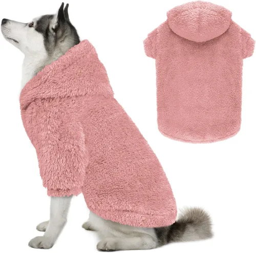 Vista 17 de Suéteres de vellón y sherpa para perros pequeños, mullidos, suaves, de doble cara, afelpados, con capucha, negro, XS