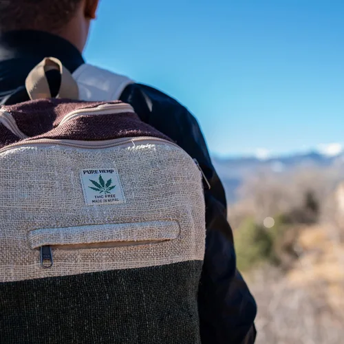 Vista 7 de Freakmandu - Mochila grande de cáñamo con 8 bolsillos funcionales, ecológica, unisex, rústica, duradera, mochila de día