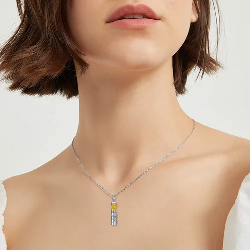 Vista 2 de Collar de plata de ley con diseño de girasol rosa y margarita para cenizas recuerdo conmemorativo joyería para mujeres y amigas