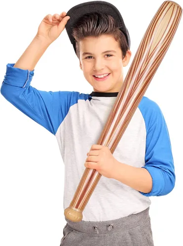 Vista 6 de Sotiff Bate de béisbol inflable para niños, 12 unidades, de 29.5 pulgadas, con temática deportiva, color marrón, para fiestas deportivas, regalos