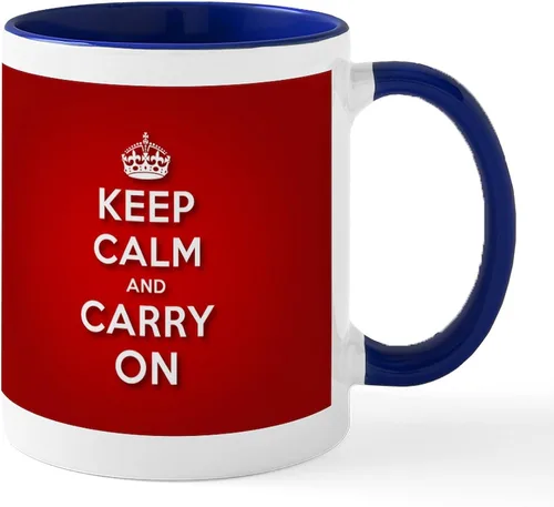 Vista 6 de CafePress Taza de café de cerámica con texto en inglés «Keep Calm And Carry On» (11 oz)