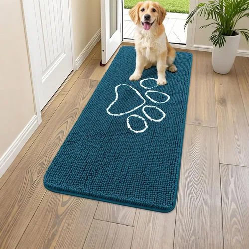 Vista 205 de Smiry Tapete para puerta de perro para patas fangosas, absorbente y Gris y negro