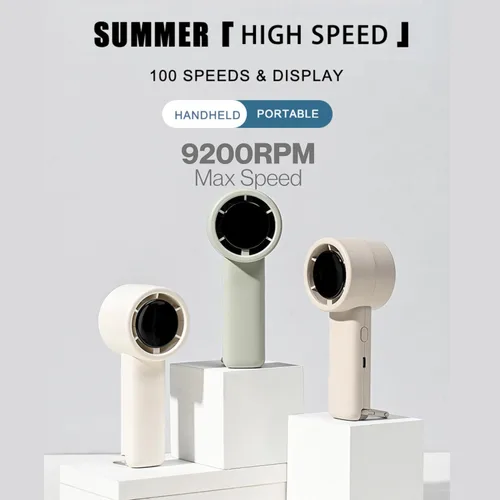 Vista 3 de Mini ventilador de mano turbo portátil, recargable, velocidad ajustable de 1 a 100 USB, ventilador de bolsillo de refrigeración USB, ligero