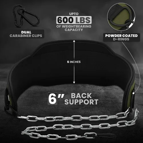 Vista 2 de RDX Cinturón de inmersión para levantamiento de pesas, cadena de acero ajustable de 36 pulgadas, cinturón de inmersión, entrenamiento de gimnasio