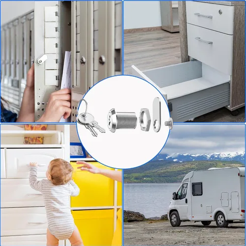 Vista 6 de Paquete de 1 cerradura de gabinete con llaves, cerradura de leva de 5/8 pulgadas con llave similar, cerradura de buzón de correo para gabinete