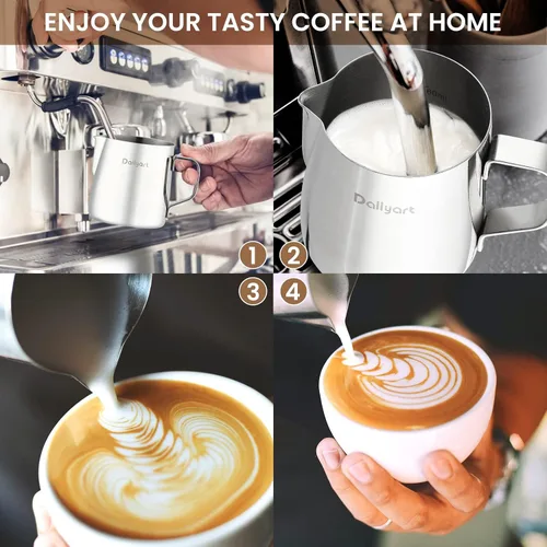 Vista 6 de Dailyart - Jarra pequeña para espumar leche de 6.8 oz/6.8 fl oz 304 Stainless Steel Milk Frother Cup with Scale & Special Dripless Spout, Frother