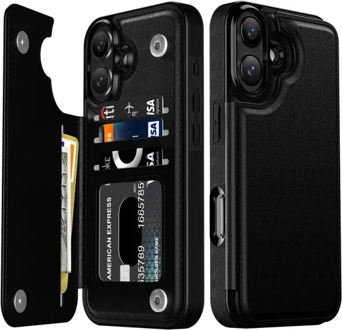 Vista 262 de LETO para iPhone 15 Pro Funda tipo cartera - Tapa tipo folio con patada - Diseños de moda - Tarjetero - Funda protectora para mujeres y niñas - 6.1