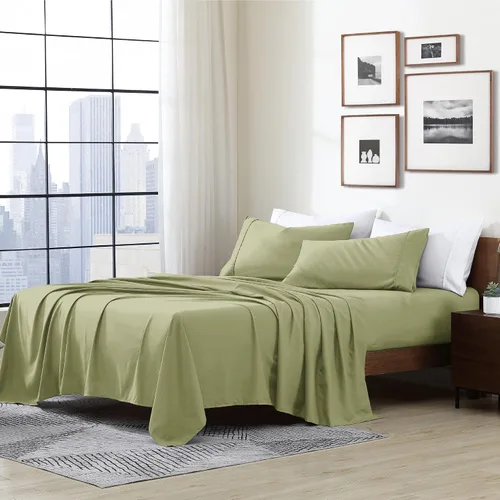 Vista 38 de Cathay Home Essentials Juego de sábanas de microfibra ultra suave, hipoalergénicas, resistentes a las arrugas, doble cepillado, color aguamarina Aqua