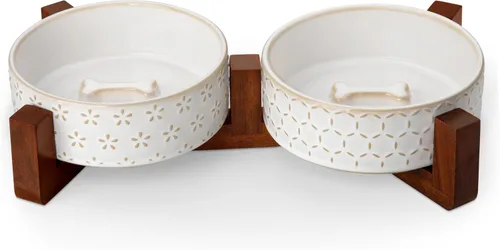 Vista 17 de MALACASA - Cuenco de comida de cerámica para perros, plato de agua para razas medianas, 4 tazas