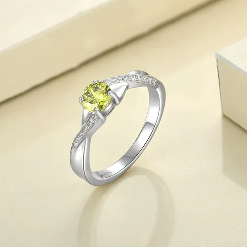 Vista 4 de YL Anillo de compromiso de plata de ley 925 de 0.197 in 3A con circonita cúbica infinita para mujer