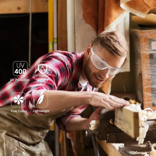 Vista 7 de Salfboy Gafas de seguridad transparentes a granel de 10 ANSI Z87.1, gafas protectoras resistentes a arañazos para trabajo, laboratorio, construcción