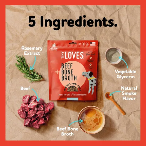 Vista 3 de Farmland Traditions Tiny Loves Premios de Entrenamiento de Cecina para Perros con Caldo de Huesos (Carne de Res, 32 oz.)